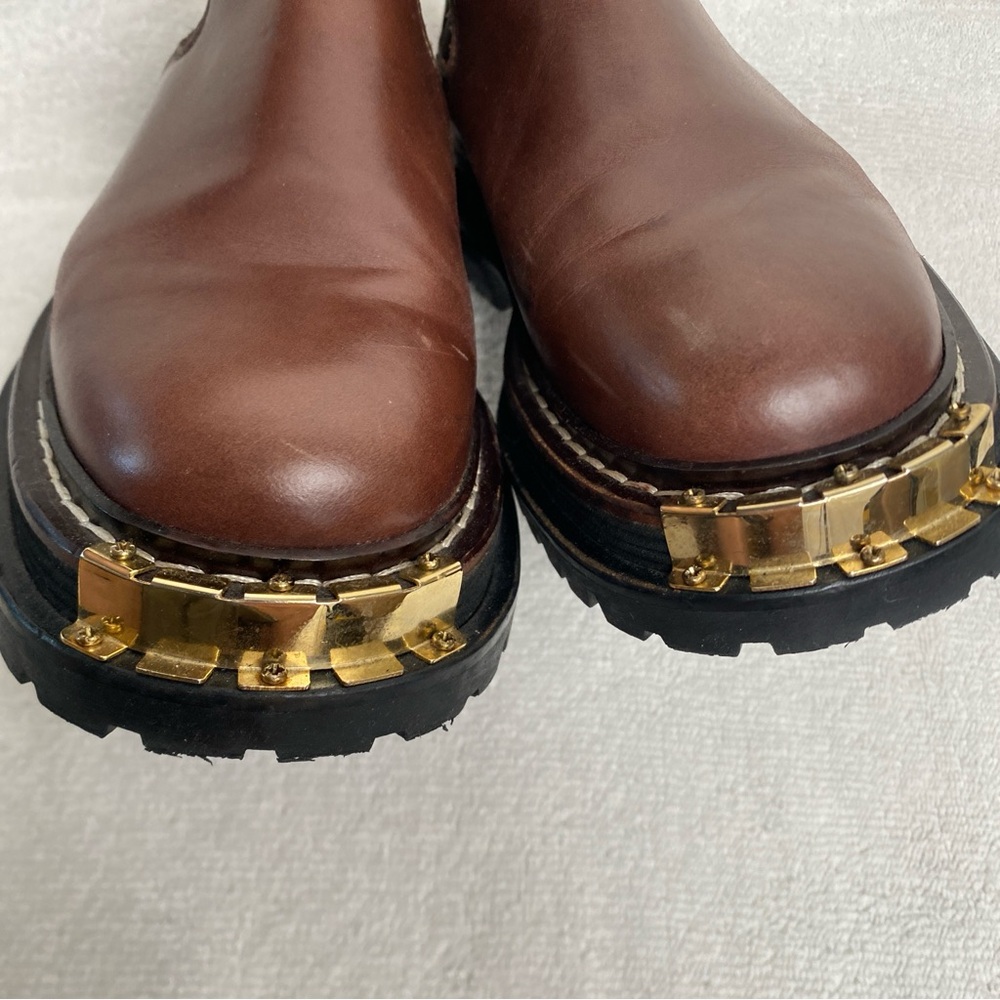 Sandro Paris Women's Brown Leather Chelsea Combat Boot Size 5.5/6 Streetwear - Picture 7 of 16